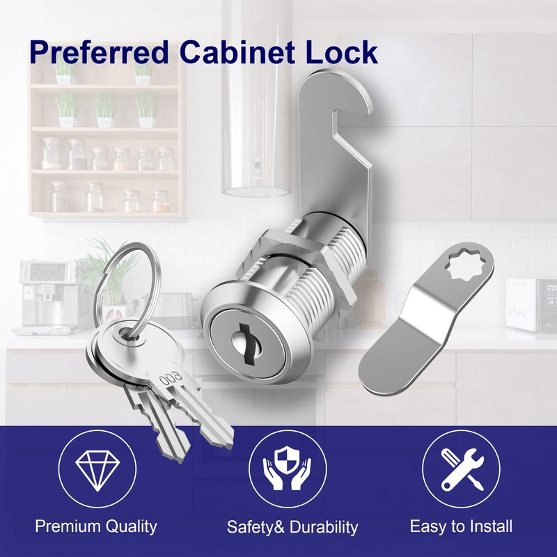 Jayseon 6 Pack Cabinet Locks with Keys, 1-1/8" Cam Lock