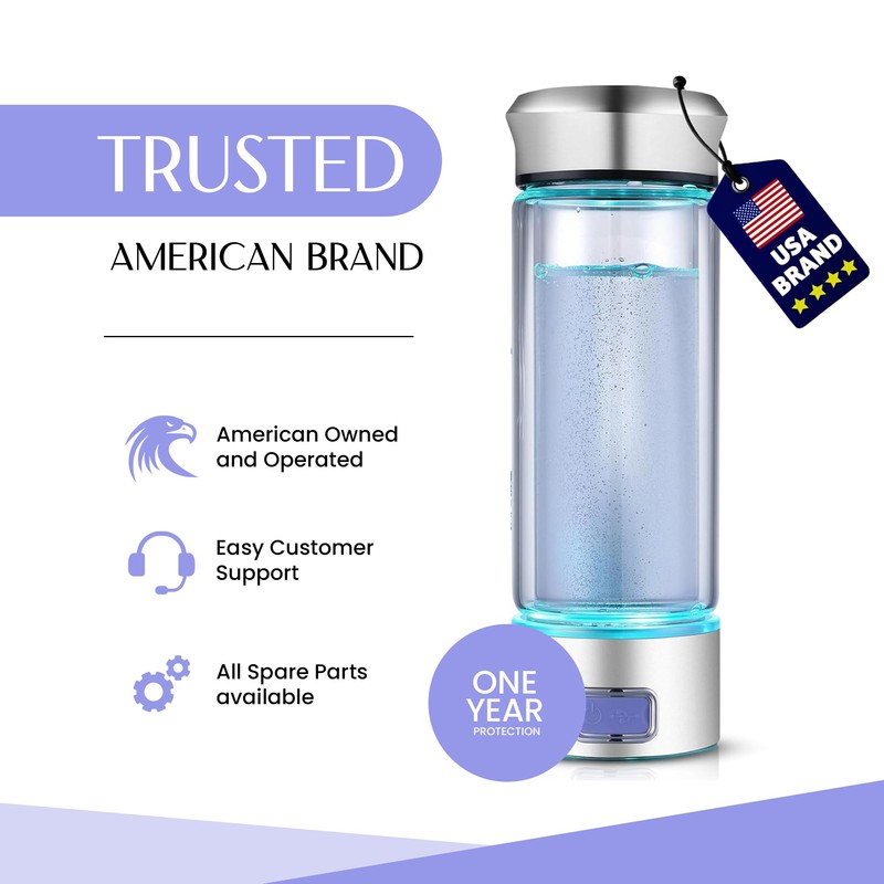 LevelUpWay Hydrogen Water Bottle - Advanced SPE/PEM Technology, Premium Borosilicate
