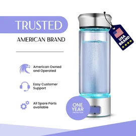 LevelUpWay Hydrogen Water Bottle - Advanced SPE/PEM Technology, Premium Borosilicate Glass, Made for Daily Hydration