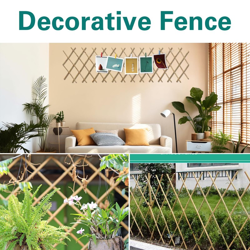 Sprigra Natural Bamboo Trellis, Expandable Fence, Outside Lattice Fence 36x92