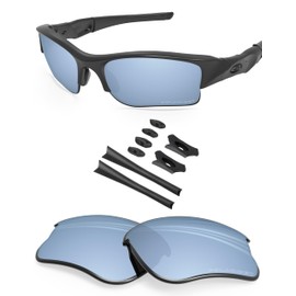 BLAZERBUCK Anti-salt Polarized Replacement Lenses & Sock Kit for Oakley Flak Jacket XLJ OO9009 - Deep Water Blue