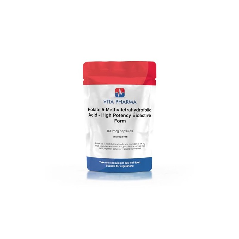 VITA PHARMA Folate 5-Methyltetrahydrofolic Acid – High Potency 60 Capsules