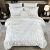 Bedbay White Satin King Comforter Set with Sheets,Pinch Pleat Bedding
