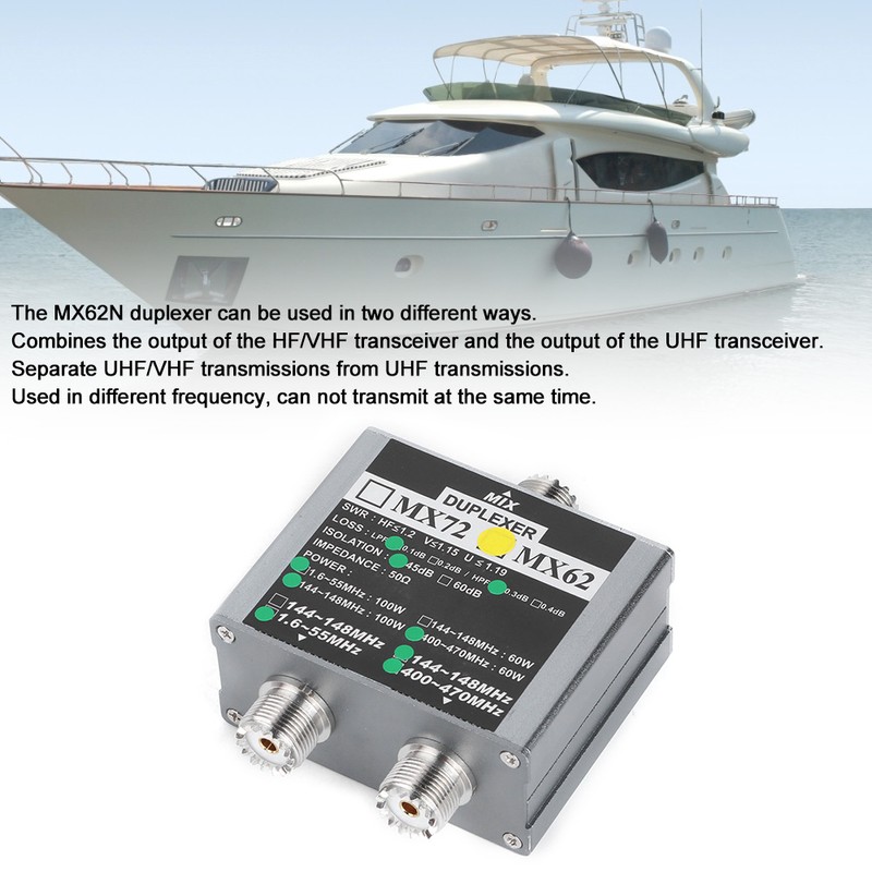MX62 VHfUHF Duplexer 144148MHz 400470MHz Different Frequency Indoor Antenna Combiner