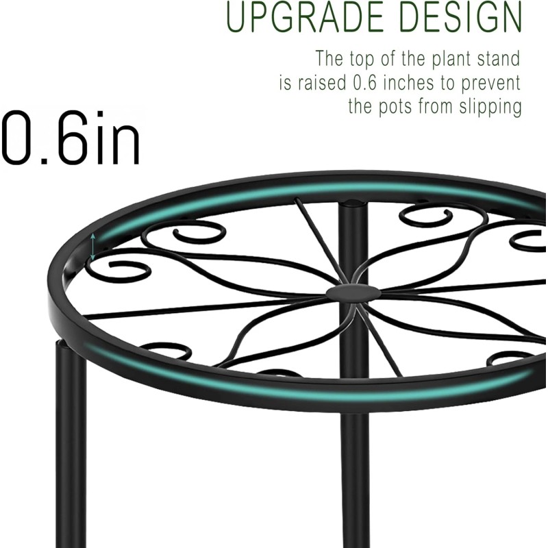 CADANI 5-Pack Metal Plant Stands for Outdoor Indoor, Anti-Rust Iron