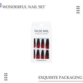 Jeweky Halloween Vampire Nail Tips Red Gothic Fake Nails Set for Women（24PCS）