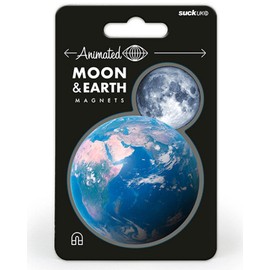 Suck UK Animated Moon & Earth Fridge Magnets Fridge Magnets For Kids & Fun Magnets For Whiteboard Refrigerator Magnets Planets & Kids Solar System Space Gifts, Science Gifts & Space Decorations