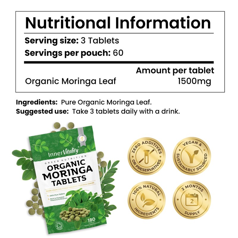 Organic Moringa Tablets with Pure Organic Moringa Powder, Easier to