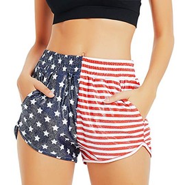 USA Flag Metallic Shorts for Women 4ht July Sparkly Hot Pants Patriotic Clothes