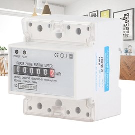 RV Power Meter, Din Rail Energy Meter 4P LED Din Rail Electricity Power Consumption Wattmeter Energy Mete DDM75S 10-40A
