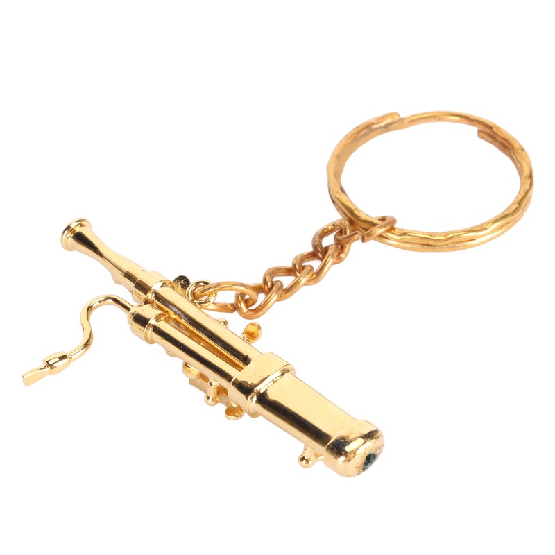 Mini Bassoon Shape Key Chain Adorable Brass Key Ring Pendant