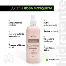 Loción facial hidratante rosa mosqueta y ácido hialurónico 500 ml