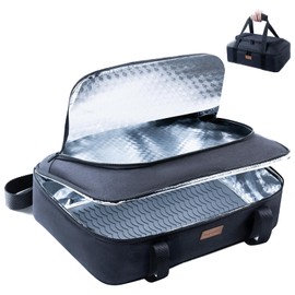 BAGSPRITE Insulated Casserole Carrier for Hot or Cold Food with Heat-resistant Mat, Casserole Dish Carrier Insulated Food Carrier, Hot Food Carrier, Foil Pan Carrier Fits 9" x 13" Baking Dish
