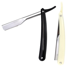 LNQ LUNIQI 2 Piece Men's Razor Metal Set, Barber Tools Razor Stainless Steel with Long Handle, Barber Straight Razor Kit, No Blade, Black and White