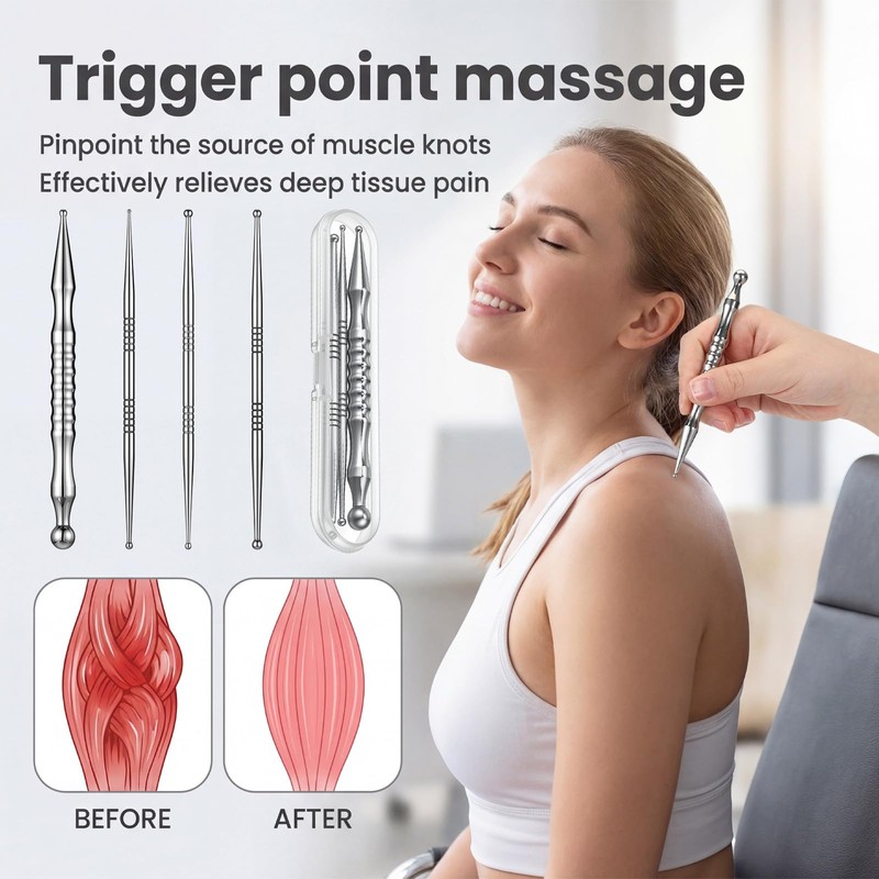 Sibba TMJ Relief Products Massage Tool Acupuncture Pen, 4Pcs Jaw
