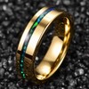 NUNCAD 6mm Men's Gold Tungsten Wedding Band Inlaid with Crushed