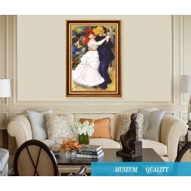 ELITEART- Dance at Bougival By Pierre-Auguste Renoir Oil Painting Reproduction Giclee Wall Art Canvas Prints-Framed Size:24 1/2 "x 34 1/2 "