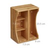 Relaxdays Bamboo Desk Organizer, Pencil Holder, 4 Compartments, Handle, Wood