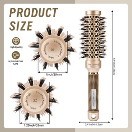 Ceramic Round Hair Brush, Antistatic Round Brush, Round Brush for Blow-Drying, Hair Brush Round for Women for Curls, Styling Brush, Frizz-free Blowouts, for Styling, Curling, Blow-Drying (25 mm)