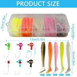 37 Pieces Box Rubber Fish Fishing Lure Set Agel Bait Rubber Fish Bait Set Jig Spinner Pike Bait Blinker Fishing Zander Bait Zander Catching Vivid Soft Fishing Bait for Freshwater Saltwater
