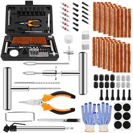 Esevalia Heavy Duty Tire Repair Kit- Solid Stainless Steel 110 PCS Tire Repair Tool with Plugs for Emergencies Quick Puncture Fixing for Cars Truck RV Jeep ATV Motorcycle Flat Tire Repair