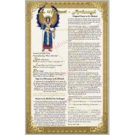 Saint Michael the Archangel large laminated icon style Holy Prayer card.