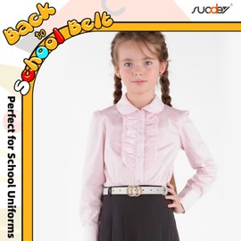 SUOSDEY 2 Pack Kids Leather Belts for Girls Solid Colors Skinny Belt for Teen Girls with Double O-Ring Buckles