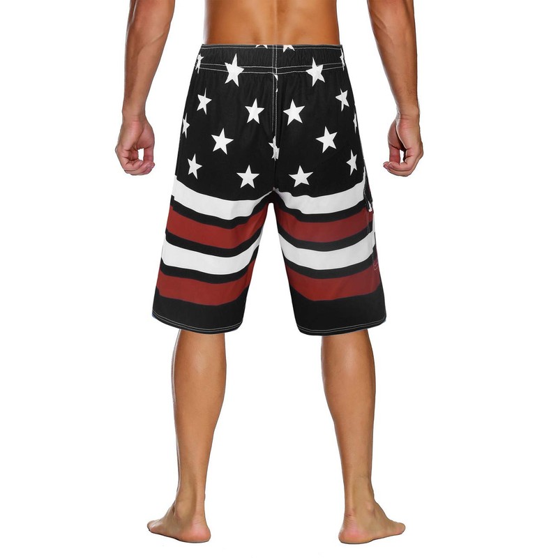 Men's Colortful Striped Swim Trunks Beach Board Shorts with Lining