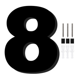 House Number 8, House Number Sign, Black, Height 20 cm/7.87 inches, Thickness 1 cm/0.39 inches, High-Quality Acrylic Material, Wind and Rain Resistant, Anti-Ageing (Number 8)