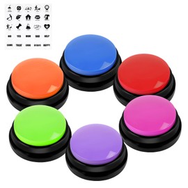vsshe 6 PCS Dog Buttons Talk Training, Dog Buttons for Communication, 30 Seconds Recording, Pet Training Answer Buzzerr with Stickers, Voice Recording Button, Funny Gift for School Study Office Home