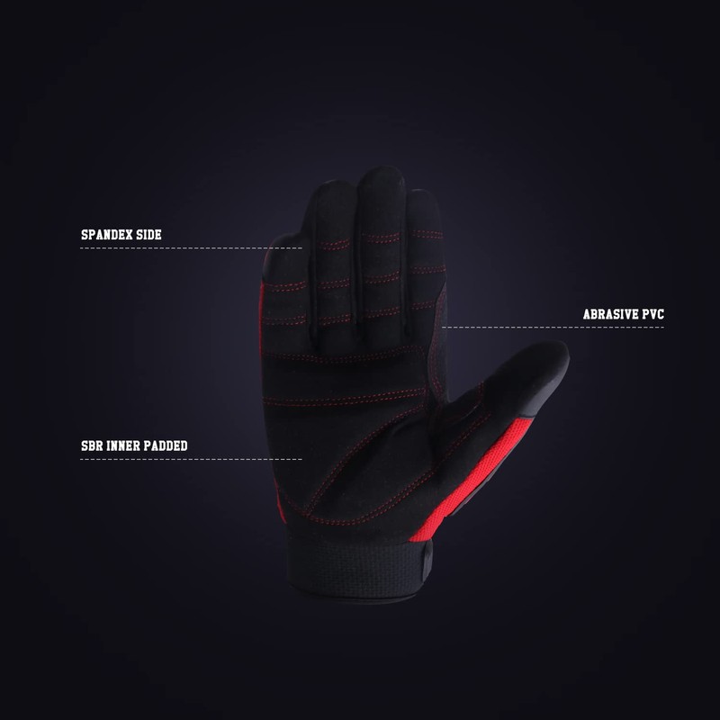 Heavy Duty Work Gloves, SBR Padding, TPR Protector Impact Gloves,