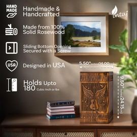 INTAJ Wooden Cremation Urns for Human Ashes Adult Male 180 Cubic Inches - Memorial Urn for Ashes for Women & Men - Angel Wings Guitar Design, Wooden Carved Urn Box, Suitable for Burial & Funeral