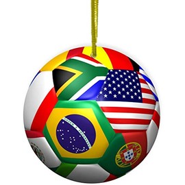 Sam Sandor - World Cup Soccer Ball - Round Ceramic Ornament with String