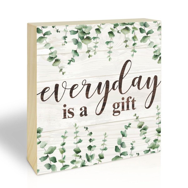Everyday Is A Gift Inspirational Wooden Block Sign - 5”