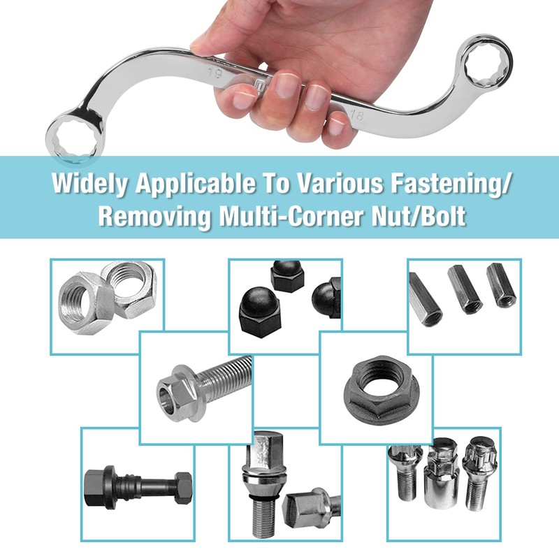 DURATECH Double Ring Spanner Set, S-Type Obstruction Spanner Double Box