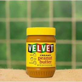 Velvet Peanut Butter, Creamy – Detroit’s Classic Since 1937, with “Fresh, Pure, Delicious” Label, Made in the USA, Gluten-Free, Packed with Roasted Peanut Chunks, Perfect for Sandwiches, Baking & Snacking (12 Jars, 18oz Each)
