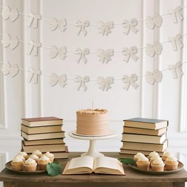 Funmemoir Vintage Book Themed Party Decorations, 3PCS Bow Book Banner Garlands, Vintage Library Books Reading Club Themed Baby Shower Birthday Party Banners for Boys Girls