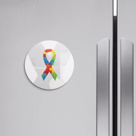 Unbranded Autism Ribbon Puzzle | 4'' X 4'' Round Decorative Magnet