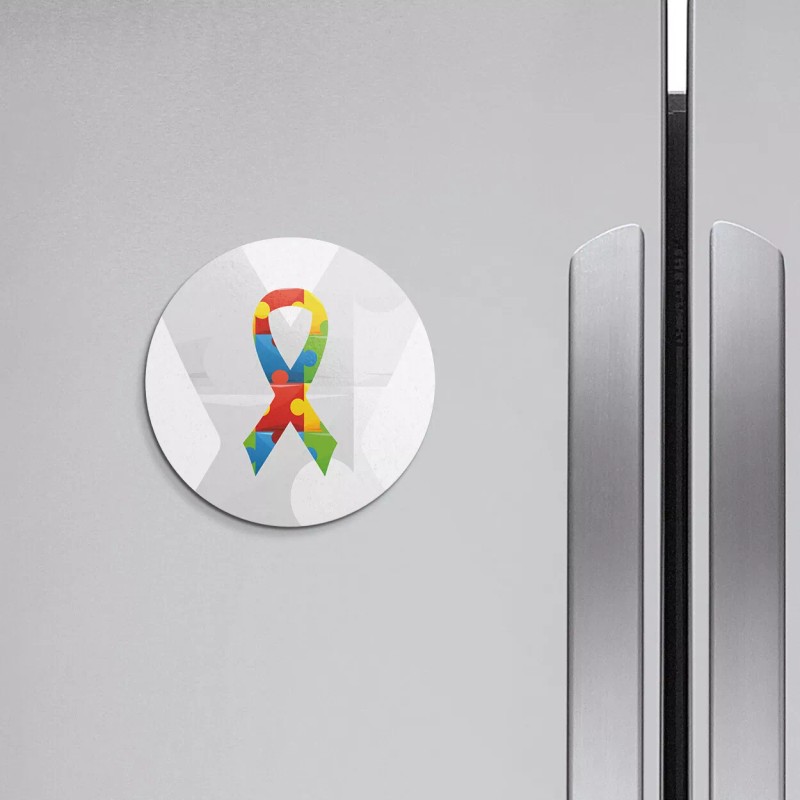 Unbranded Autism Ribbon Puzzle | 4'' X 4'' Round Decorative