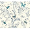 York Wallcoverings Ashford Toiles Papillon Removable Wallpaper, Blue/White