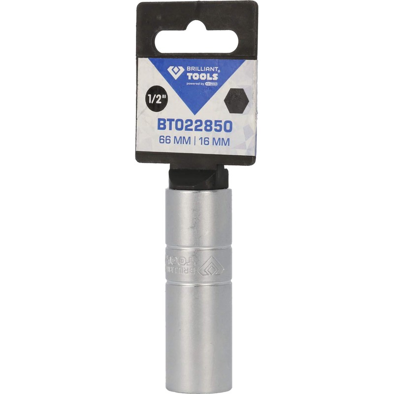 BRILLIANT TOOLS BT022850 1/2 Inch Spark Plug Socket, 16 mm