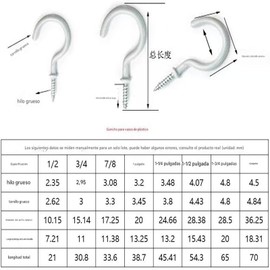 70 Pieces of 1 Piece White Ceiling Hook Kit, 6 Sizes Vinyl Coated Spiral Plant, Kitchen, Cup, Ceiling Hooks (1/2 inch, 5/8 inch, 3/4 inch, 7/8 inch, 1'', 1-1/4 inch)