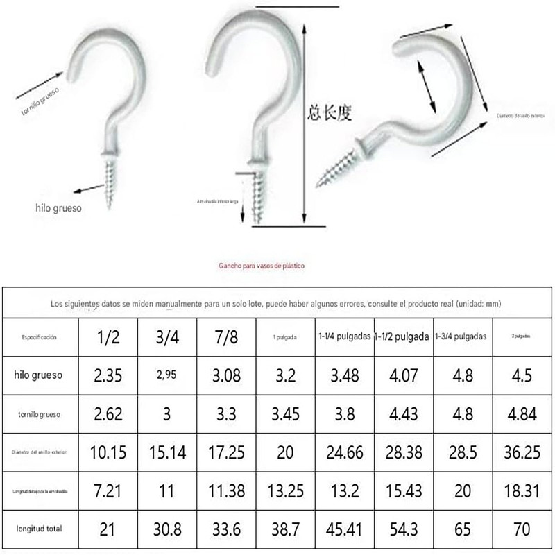 70 Pieces of 1 Piece White Ceiling Hook Kit, 6