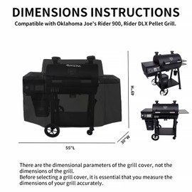 UPFETIA Grill Cover for Oklahama Joe's Rider 900 & Rider DLX Pellet Grills,Heavy Duty Waterproof Oklahoma Charcoal Offset Smoker Cover Accessories