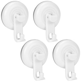 TACGEA Suction Cup Hooks for Shower, Powerful Vacuum Shower Hook for Towel, Robe, Loofah - Reuseable and Removeable Bathroom Hook, White, 4 Pack
