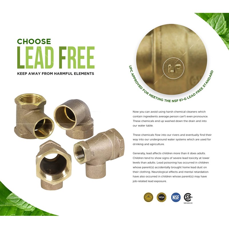 Everflow Supplies CFDL0012-NL 1/2" Nominal Diameter Cast Brass 90 Degree