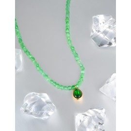 Melhill Natural Gemstone Necklace Opal Pendant Elegant Minimalist Jewelry for Women