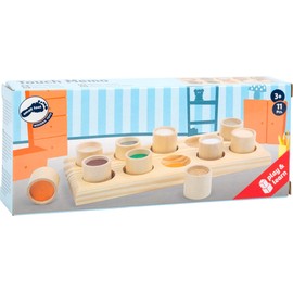 Small Foot Fühlmemo aus Holz, Sinnesspiel mit zehn hochwertigen Holzdosen und einem Holzbrett, ab 3 Jahren, 2064, braun