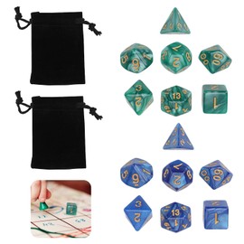 D&D Dice Set, 2 x 7 Set Color Dice 7-Die Polyhedral DND Dice Set with Storage Bags RPG DND D20 D12 D10 D8 D6 D4 D% Game Dice for Dungeons and Dragons RPG MTG Role Playing Card Table Games