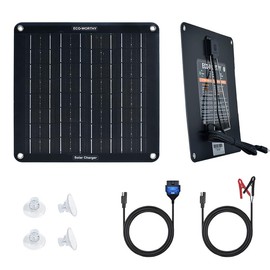 ECO-WORTHY 10W Upgraded Solar Car Battery Charger Maintainer 12V Waterproof Quick-Stand Support Solar Trickle Charger for Car Truck Boat Lawn Mower RV Trailer Tractor ATV Utility Vehicle Battery